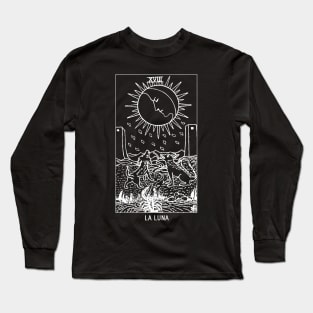 "La Luna" The Moon Tarot Card Black and White Long Sleeve T-Shirt